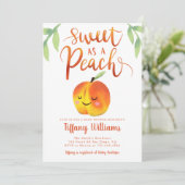 Sweet Peach Girl Babydusche Einladung (Stehend Vorderseite)