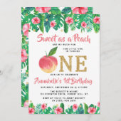 Sweet Peach Girls 1. Geburtstag Einladung (Vorne/Hinten)