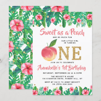 Sweet Peach Girls 1. Geburtstag Einladung