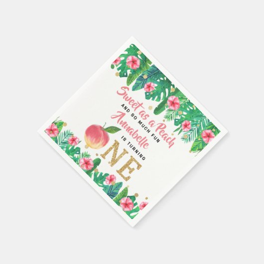 Sweet Peach Girls 1. Geburtstag Serviette (Ecke)