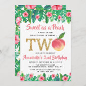 Sweet Peach Girls 2. Geburtstag Einladung (Vorne/Hinten)