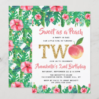 Sweet Peach Girls 2. Geburtstag Einladung
