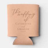 Sweet Peach Minimalistisch Script Summer Wedding Dosenkühler (Rückseite)