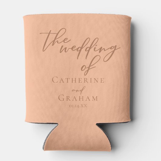 Sweet Peach Minimalistisch Script Summer Wedding Dosenkühler (Rückseite)