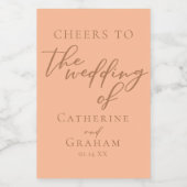 Sweet Peach Minimalistisch Script Summer Wedding M Weinetikett (Einzelnes Label)