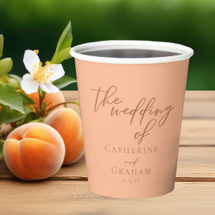 Sweet Peach Minimalistisch Script Summer Wedding Pappbecher