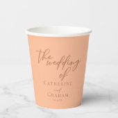 Sweet Peach Minimalistisch Script Summer Wedding Pappbecher (Vorderseite)