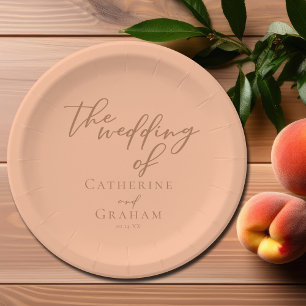Sweet Peach Minimalistisch Script Summer Wedding Pappteller