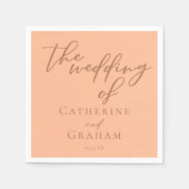 Sweet Peach Minimalistisch Script Summer Wedding Serviette (Vorderseite)