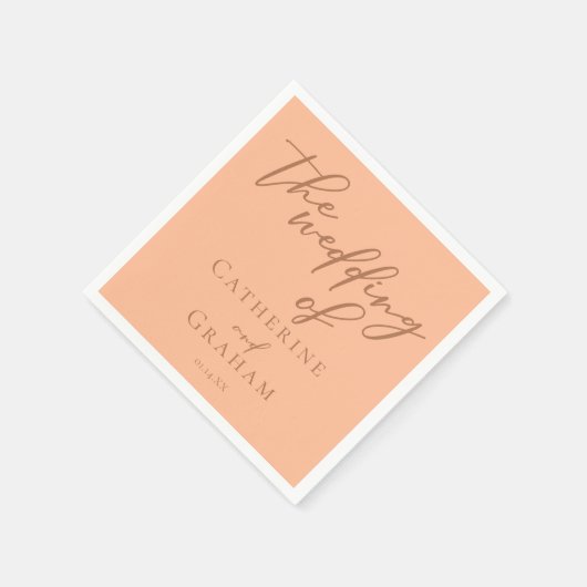 Sweet Peach Minimalistisch Script Summer Wedding Serviette (Ecke)