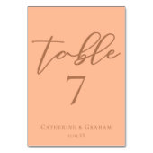 Sweet Peach Minimalistisch Script Summer Wedding Tischnummer (Vorderseite)