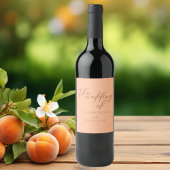 Sweet Peach Minimalistisch Script Summer Wedding Weinetikett