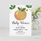 Sweet Peach mit Heart Baby Dusche Party Einladung (Stehend Vorderseite)