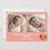 Sweet Peach Multi Photo Baby Ankündigung (Rückseite)