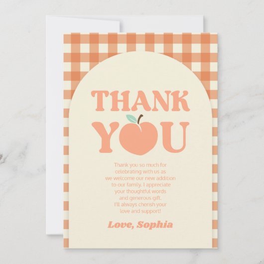 Sweet Peach Orange Birthday Party Dankeskarte (Vorderseite)