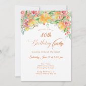 Sweet Peach Rose Floral 80. Einladung (Vorderseite)