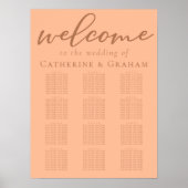 Sweet Peach Summer Wedding 12 Table Seating Chart Poster (Vorne)