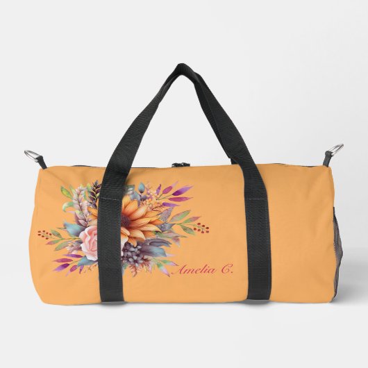 Sweet Peach Tone Floral Duffle Bag (Vorderseite)
