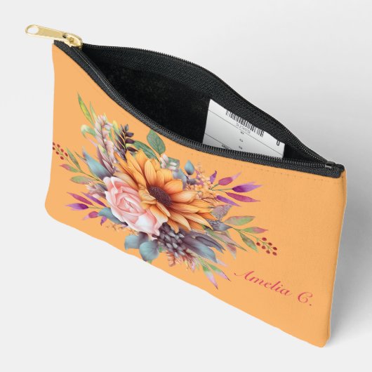 Sweet Peach Tone Floral Kosmetische Tasche (Offen)