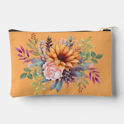 Sweet Peach Tone Floral Kosmetische Tasche (Rückseite)