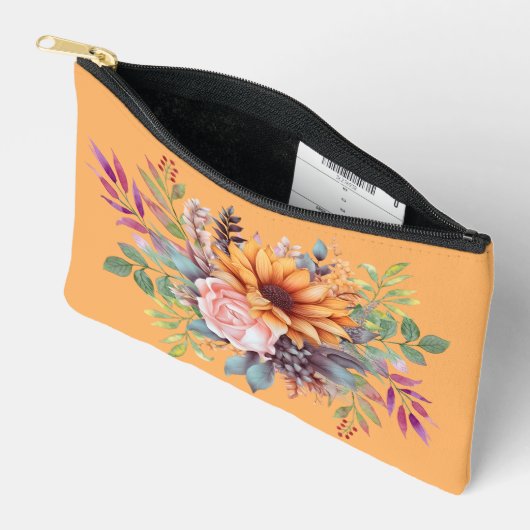 Sweet Peach Tone Floral Kosmetische Tasche (Offen)