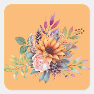 Sweet Peach Tone Pastel Aquarellfarben Quadratischer Aufkleber