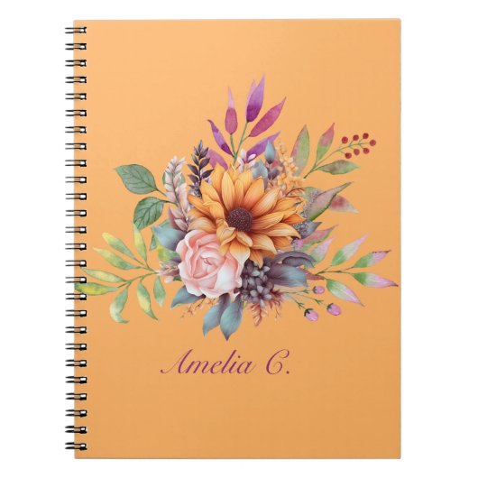 Sweet Peach Tone Watercolor Floral Notebook Notizblock (Vorderseite)