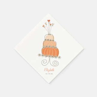 Sweet Peach Wedding Cake Brautparty Chic Party Serviette