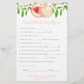 Sweet Peaches Baby Shower Nursery Rhymes Game Card Flyer (Hinten)