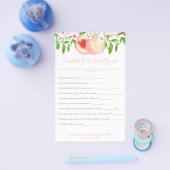 Sweet Peaches Baby Shower Nursery Rhymes Game Card Flyer (Einzeln)