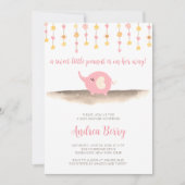 Sweet Peanut Girl Elephant Baby Dusche Einladung (Vorderseite)