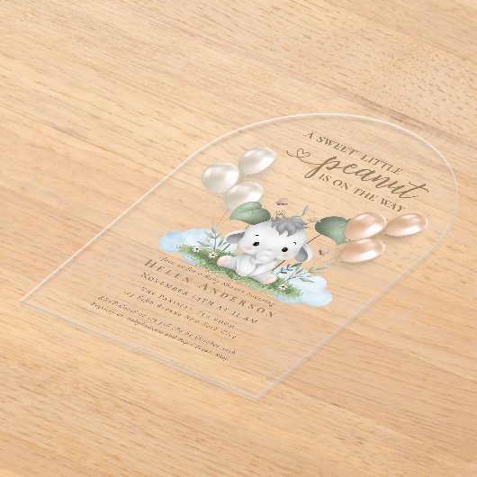 Sweet Peanut on Way Neutral Baby Shower Acryleinladungen (Ablage )