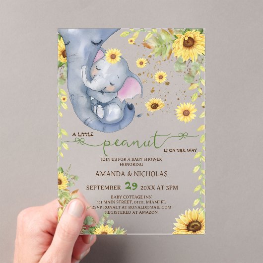 Sweet Peanut Sunflower Baby Dusche Acryleinladungen (Insitu (Handheld))