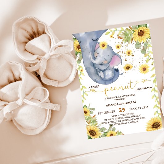 Sweet Peanut Sunflower Gender Neutral Baby Dusche Einladung