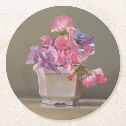 Sweet Peas Coaster Runder Pappuntersetzer (Vorderseite)
