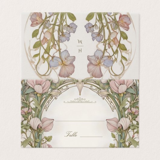 Sweet Peas Name Card Template (Außenseite Aufgefaltet)