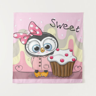 Sweet Penguin Cupcake Wandteppich