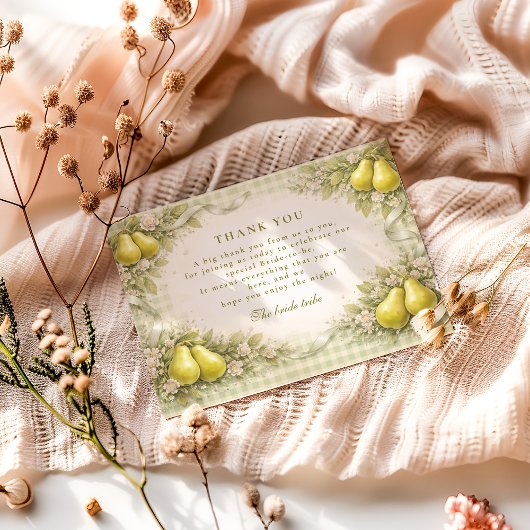 Sweet Perfect Pair Pear Bridal Shower Dankeskarte