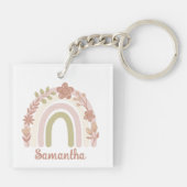 Sweet Personalisiert Boho Floral Rainbow Schlüsselanhänger (Rückseite)