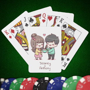 Sweet Personalisiert Chibi Style Dumpling Couple Spielkarten