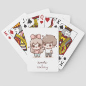 Sweet Personalisiert Chibi-Style Flirting Couple Spielkarten (Rückseite)