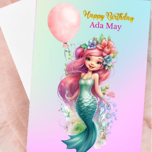 Sweet Personalisiert Mermaid Geburtstagskarte für Karte