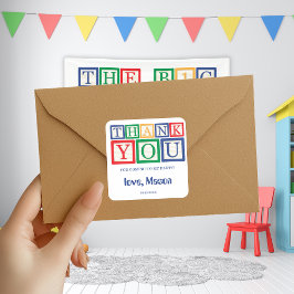Sweet Personalized Primary Blocks Thank You Quadratischer Aufkleber