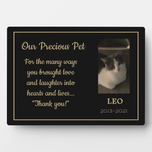 Sweet Pet Memorial Custom Tabletop-Plakette Fotoplatte (Vorderseite)