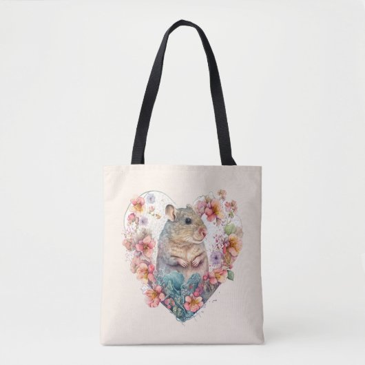 Sweet Pet Mouse in einem Blumenkranz Tasche (Vorderseite)