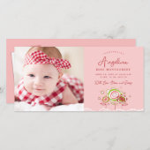 Sweet Petite Pink Blooms Baby Girl Foto Birth Ankündigung (Vorne/Hinten)