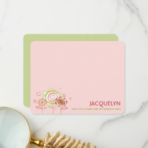 Sweet Petite Pink Blossom Floral Girl Babydusche Dankeskarte