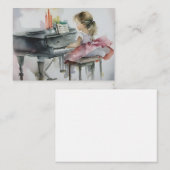Sweet Pianist Little Girl Piano Mitteilungskarte (Vorne/Hinten)