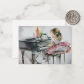 Sweet Pianist Little Girl Piano Mitteilungskarte (Vorderseite/Rückseite Beispiel)