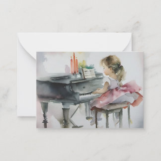 Sweet Pianist Little Girl Piano Mitteilungskarte